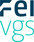 Stiliserte bokstaver "FeI" i mørkeblått over "vgs" i lys blågrønn farge på lys bakgrunn.